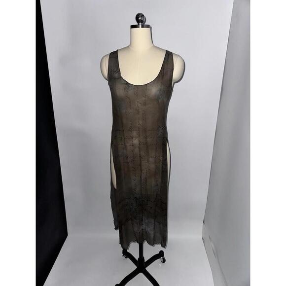 Silk Sheer Tunic Top Chemise Dress Gray No Sz Tag Fits Like S Small - Picture 1 of 7